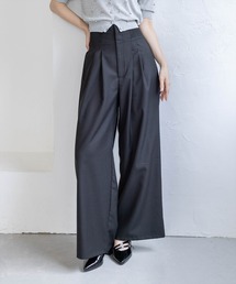 CLEAR BASIC（クリアベーシック）の「【低身長対応／サイズ展開あり】ウエストリブワイドパンツ（スラックス）」
