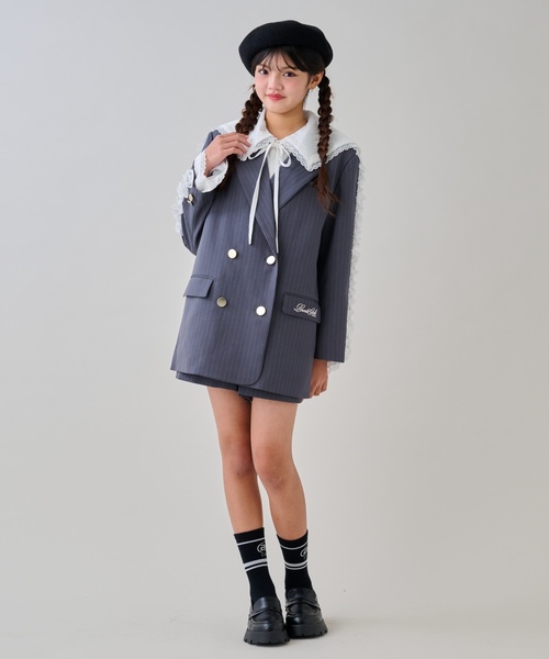 biby フリルジャケット セール】【卒服】ダブルボタンロングフリルジャケット（スーツ