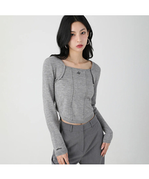 AVANDRESS（アバンドレス ）の「Square Neck Line Crop Long Sleeve Knit MELANGE（ニット/セーター・レディース）」