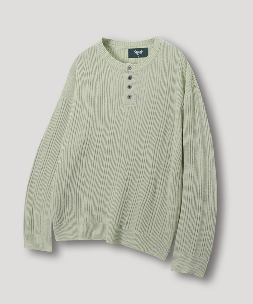 NODU（ノードユー）の「ライトゴルジヘンリーネックニットTシャツ[グリーン]（Tシャツ/カットソー・メンズ・その他・MEDIUM/LARGE）」の5枚目の写真