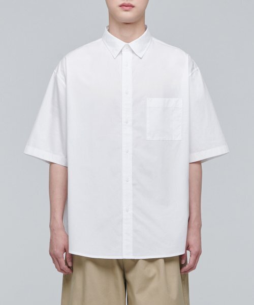 MUSINSA STANDARD（ムシンサスタンダード）の「特大ポプリン半袖シャツ[白]（シャツ/ブラウス・メンズ・その他・XX-LARGE/LARGE/MEDIUM/SMALL/X-LARGE）」の2枚目の写真