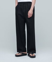 コットンリネンワンタックワイドパンツ[ブラック]