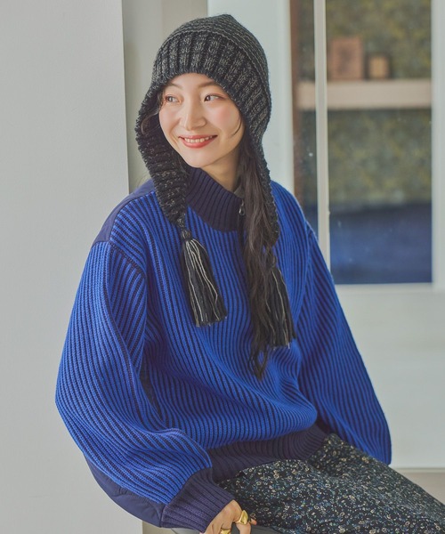 バックキルトZIPニットプルオーバー（ニット/セーター）｜niko and