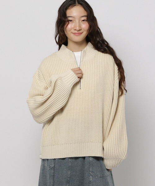 niko and...(ニコアンド)の「バックキルトZIPニットプルオーバー(ニット/セーター・レディース・ブルー/アイボリー/ブラック・MEDIUM/LARGE)」の21枚目の写真