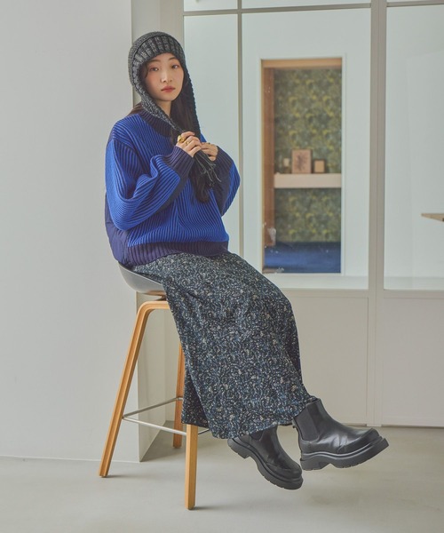 niko and...(ニコアンド)の「バックキルトZIPニットプルオーバー(ニット/セーター・レディース・ブルー/アイボリー/ブラック・MEDIUM/LARGE)」の10枚目の写真
