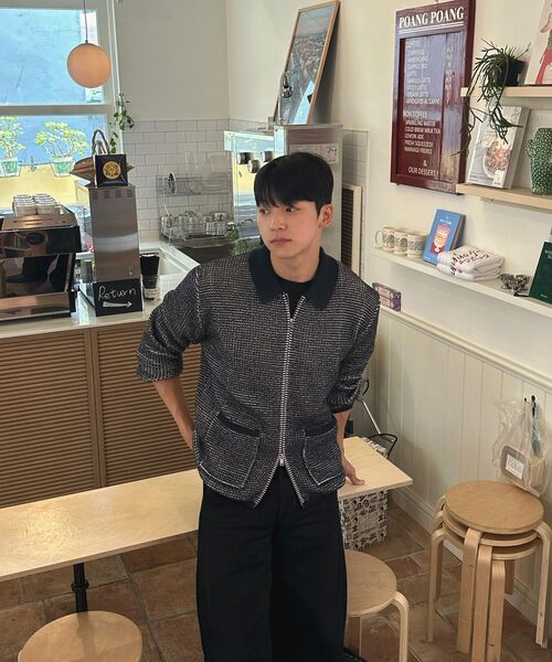 SUARE(スアレ)の「ツイードニットジャケット(その他アウター・レディース・ブラック・LARGE/MEDIUM)」の6枚目の写真
