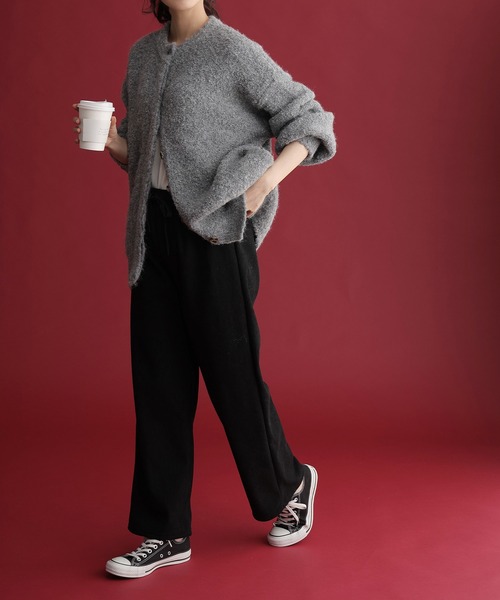 itto...（イット）の「まるで穿く毛布！コーディロイ風あったか裏ベロアパンツ（スウェットパンツ・レディース・ブラック/チャコール/アイボリー・FREE）」の8枚目の写真