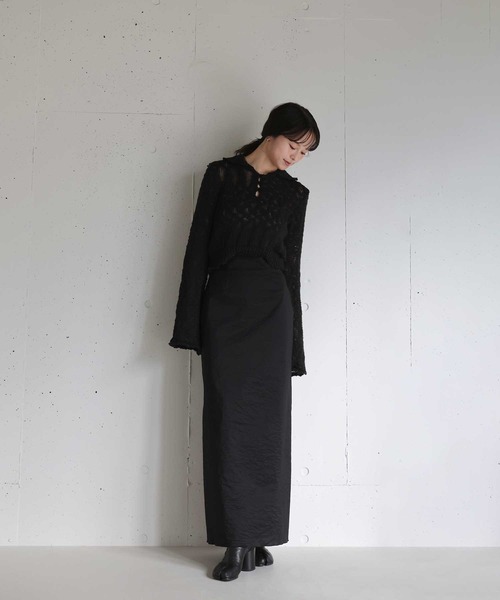 Reurie'(レウリィ)の「【好評につき再入荷!】オリジナルパフィーポロニット / カジュアル ショート丈 クロップド丈 襟 アイボリー ブラック シンプル(ニット/セーター・レディース・アイボリー/ブラック・FREE)」の16枚目の写真