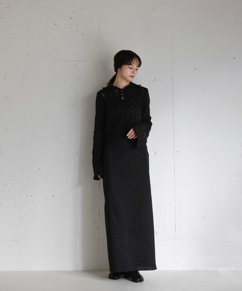 Reurie'（レウリィ）の「オリジナルパフィーポロニット / カジュアル ショート丈 クロップド丈 襟 アイボリー ブラック シンプル（ニット/セーター・レディース・アイボリー/ブラック・FREE）」の11枚目の写真