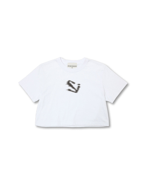 SCHISM INDUCING(スキズムインデューシング)の「LOGO CROPPED T-SHIRT, WHITE(Tシャツ/カットソー・レディース・その他・MEDIUM)」の2枚目の写真