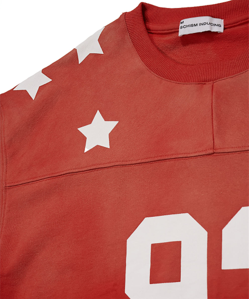 SCHISM INDUCING(スキズムインデューシング)の「FOOTBALL TEE RED(Tシャツ/カットソー・レディース・その他・MEDIUM/LARGE)」の4枚目の写真
