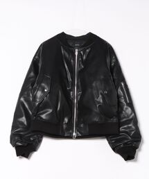 スタイライズ（STYLISE）/FAUX LEATHER SHINY QUILTING DOWN JACKET / フェードブラック STYLISE｜スタイライズのダウンジャケット/コート（ブラック/黒色系
