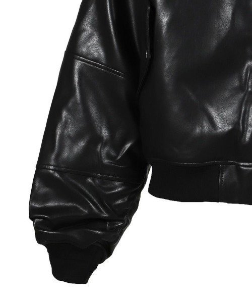 BREATH】FAUX LEATHER BOMBER JACKET / ブラック [BR25AW-O0012