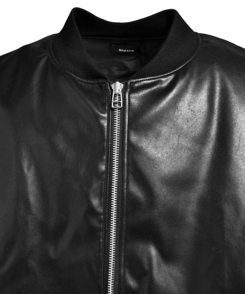 STYLISE（スタイライズ）の「【BREATH】FAUX LEATHER BOMBER JACKET / ブラック [BR25AW-O0012]（ダウンジャケット/コート・メンズ・ブラック・L/M）」の8枚目の写真