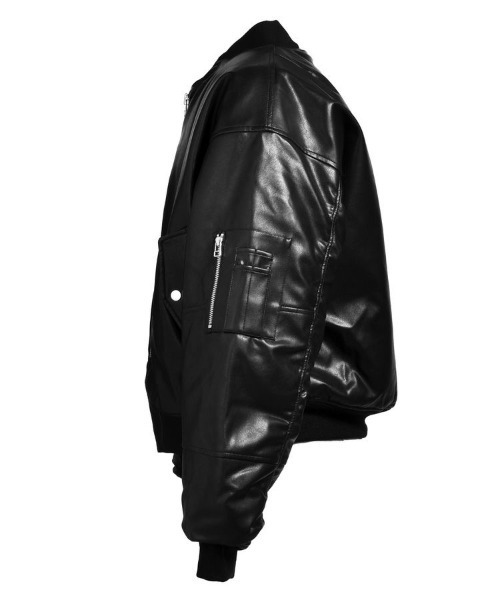 STYLISE（スタイライズ）の「【BREATH】FAUX LEATHER BOMBER JACKET / ブラック [BR25AW-O0012]（ダウンジャケット/コート・メンズ・ブラック・L/M）」の5枚目の写真