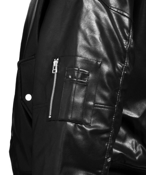 BREATH】FAUX LEATHER BOMBER JACKET / ブラック [BR25AW-O0012