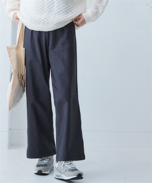 nissen（ニッセン）の「お腹すっぽりあったかストレッチワイドパンツ(裏微起毛)＜大きいサイズ有＞（その他パンツ・レディース・ブラック/ダークインディゴブルー/グレー系その他/チェック・S/M/L/LL/3L）」の3枚目の写真