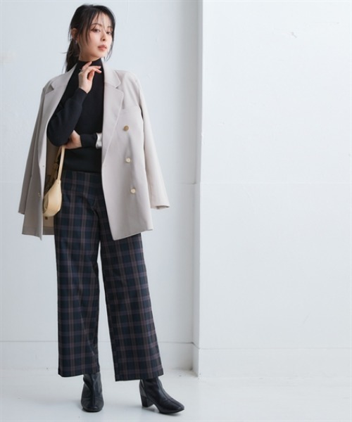 nissen（ニッセン）の「お腹すっぽりあったかストレッチワイドパンツ(裏微起毛)＜大きいサイズ有＞（その他パンツ・レディース・ブラック/ダークインディゴブルー/グレー系その他/チェック・S/M/L/LL/3L）」の18枚目の写真