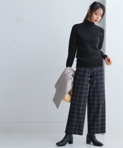 nissen（ニッセン）の「お腹すっぽりあったかストレッチワイドパンツ(裏微起毛)＜大きいサイズ有＞（その他パンツ・レディース・ブラック/ダークインディゴブルー/グレー系その他/チェック・S/M/L/LL/3L）」の22枚目の写真