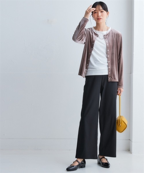 nissen（ニッセン）の「お腹すっぽりあったかストレッチワイドパンツ(裏微起毛)＜大きいサイズ有＞（その他パンツ・レディース・ブラック/ダークインディゴブルー/グレー系その他/チェック・S/M/L/LL/3L）」の8枚目の写真