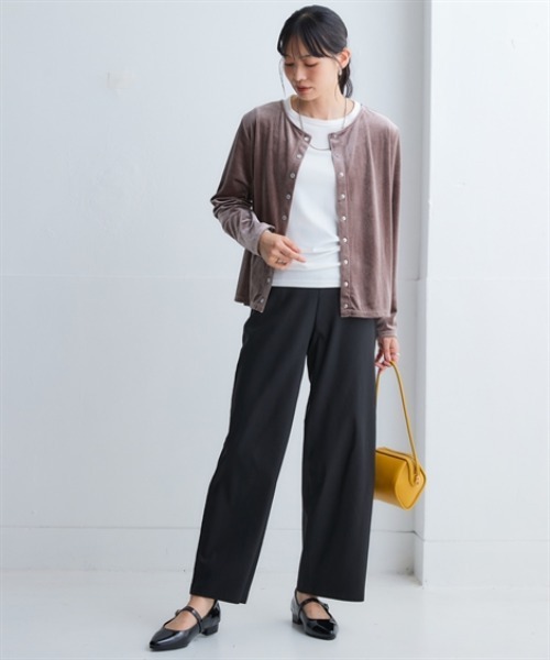 nissen（ニッセン）の「お腹すっぽりあったかストレッチワイドパンツ(裏微起毛)＜大きいサイズ有＞（その他パンツ・レディース・ブラック/ダークインディゴブルー/グレー系その他/チェック・S/M/L/LL/3L）」の9枚目の写真