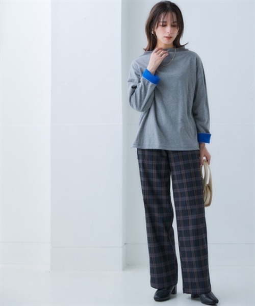 nissen（ニッセン）の「お腹すっぽりあったかストレッチワイドパンツ(裏微起毛)＜大きいサイズ有＞（その他パンツ・レディース・ブラック/ダークインディゴブルー/グレー系その他/チェック・S/M/L/LL/3L）」の21枚目の写真