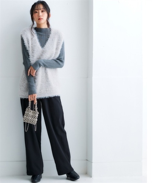 nissen（ニッセン）の「お腹すっぽりあったかストレッチワイドパンツ(裏微起毛)＜大きいサイズ有＞（その他パンツ・レディース・ブラック/ダークインディゴブルー/グレー系その他/チェック・S/M/L/LL/3L）」の10枚目の写真