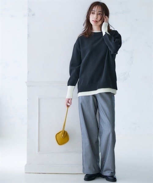 nissen（ニッセン）の「お腹すっぽりあったかストレッチワイドパンツ(裏微起毛)＜大きいサイズ有＞（その他パンツ・レディース・ブラック/ダークインディゴブルー/グレー系その他/チェック・S/M/L/LL/3L）」の15枚目の写真