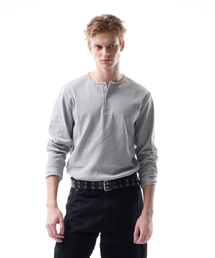 LEARVE（ルアブ）の「タイタン スナップ ヘンリーネック Tシャツ グレー（Tシャツ/カットソー）」