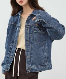 DAY CLOSET（デイ クローゼット）の「美シルエットを作るフロント立体仕立て。長袖ヨーク切り替えカジュアルデニムジャケット レディース（デニムジャケット）」