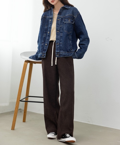 DAY CLOSET（デイ クローゼット）の「美シルエットを作るフロント立体仕立て。長袖ヨーク切り替えカジュアルデニムジャケット レディース（デニムジャケット・レディース・ブルー/ネイビー/インディゴブルー・L/M）」の15枚目の写真