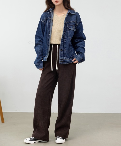 DAY CLOSET（デイ クローゼット）の「美シルエットを作るフロント立体仕立て。長袖ヨーク切り替えカジュアルデニムジャケット レディース（デニムジャケット・レディース・ブルー/ネイビー/インディゴブルー・L/M）」の16枚目の写真