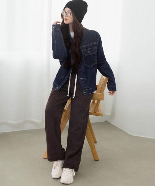 DAY CLOSET（デイ クローゼット）の「美シルエットを作るフロント立体仕立て。長袖ヨーク切り替えカジュアルデニムジャケット レディース（デニムジャケット・レディース・ブルー/ネイビー/インディゴブルー・L/M）」の8枚目の写真