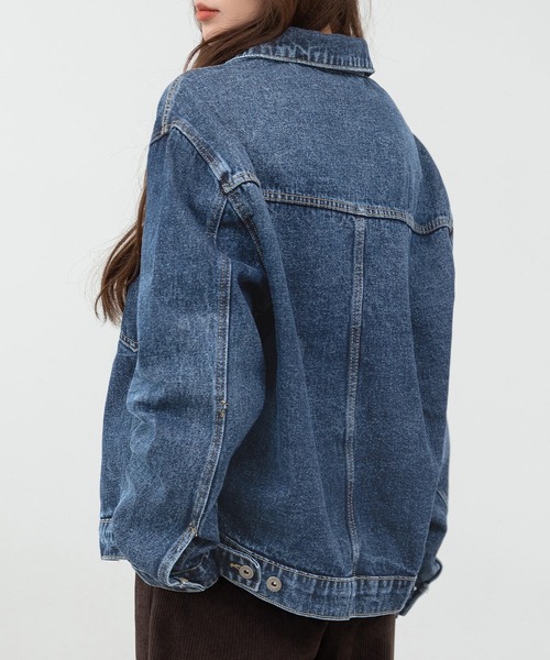DAY CLOSET（デイ クローゼット）の「美シルエットを作るフロント立体仕立て。長袖ヨーク切り替えカジュアルデニムジャケット レディース（デニムジャケット・レディース・ブルー/ネイビー/インディゴブルー・L/M）」の21枚目の写真