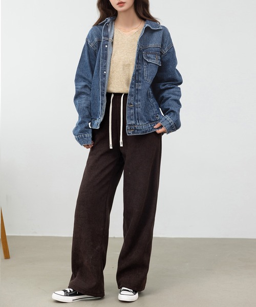 DAY CLOSET（デイ クローゼット）の「美シルエットを作るフロント立体仕立て。長袖ヨーク切り替えカジュアルデニムジャケット レディース（デニムジャケット・レディース・ブルー/ネイビー/インディゴブルー・L/M）」の22枚目の写真