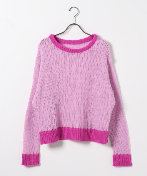 GEORGE'S（ジョージズ）の「バイカラーモヘアニット（ニット/セーター・レディース・グレー/ピンク/ミント・MEDIUM）」の9枚目の写真