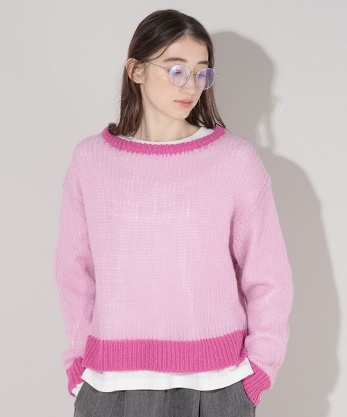 GEORGE'S（ジョージズ）の「バイカラーモヘアニット（ニット/セーター・レディース・グレー/ピンク/ミント・MEDIUM）」の22枚目の写真