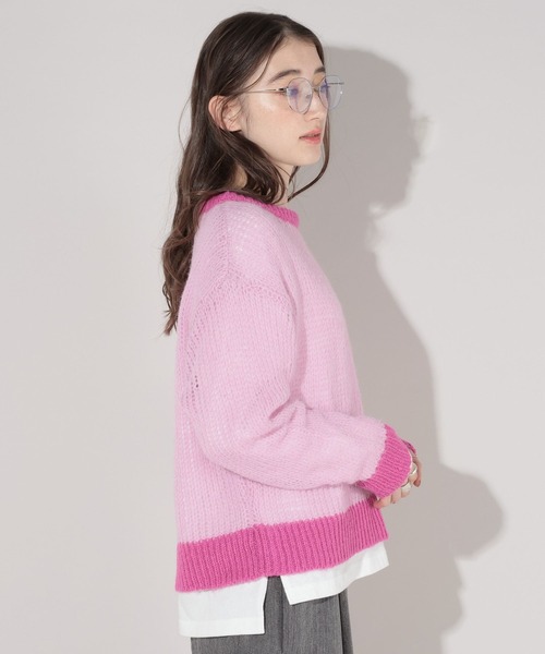 GEORGE'S（ジョージズ）の「バイカラーモヘアニット（ニット/セーター・レディース・グレー/ピンク/ミント・MEDIUM）」の19枚目の写真