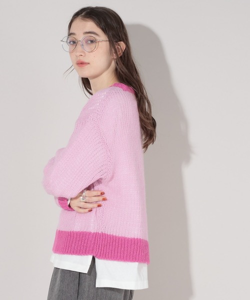 GEORGE'S（ジョージズ）の「バイカラーモヘアニット（ニット/セーター・レディース・グレー/ピンク/ミント・MEDIUM）」の18枚目の写真