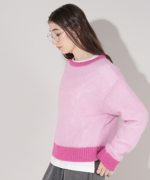 GEORGE'S（ジョージズ）の「バイカラーモヘアニット（ニット/セーター・レディース・グレー/ピンク/ミント・MEDIUM）」の17枚目の写真