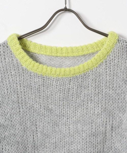 GEORGE'S（ジョージズ）の「バイカラーモヘアニット（ニット/セーター・レディース・グレー/ピンク/ミント・MEDIUM）」の4枚目の写真