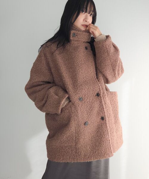 Green　Parks（グリーンパークス）の「ブークレPコート（ピーコート・レディース・モカ/ダークネイビー/レッド・FREE）」の20枚目の写真