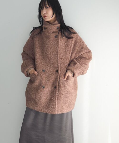 Green　Parks（グリーンパークス）の「ブークレPコート（ピーコート・レディース・モカ/ダークネイビー/レッド・FREE）」の19枚目の写真