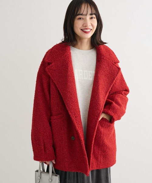 Green　Parks（グリーンパークス）の「ブークレPコート（ピーコート・レディース・モカ/ダークネイビー/レッド・FREE）」の3枚目の写真
