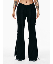 YEEL（ワイイーイーエル）の「KNIT TRIM BOOTCUT PANTS BLACK（その他パンツ）」