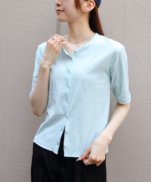 THE SHINZONE(ザ シンゾーン)の「THE SHINZONE/シンゾーン パイルハーフスリーブカーディガン PILE HALF SLEEVE CARDIGAN 26MMSCU03(カーディガン/ボレロ・レディース・ブルー/グレー/ブラック・FREE)」の3枚目の写真