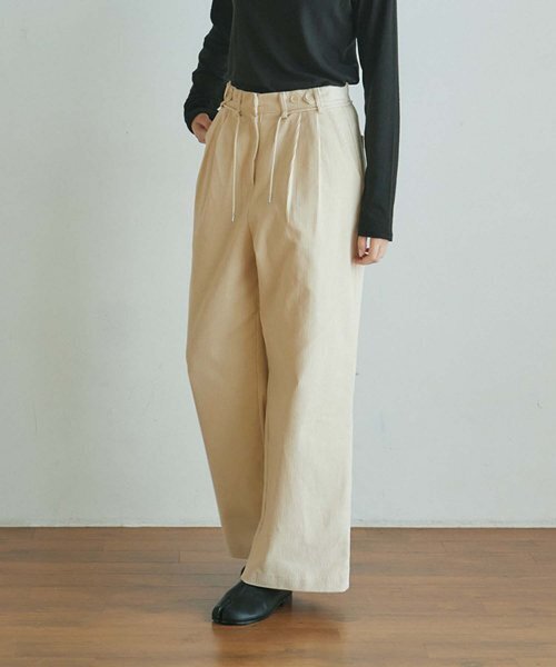 MOIREMOA(モアレモア)の「String Corduroy Pants-ivory(その他パンツ・レディース・アイボリー・FREE)」の4枚目の写真