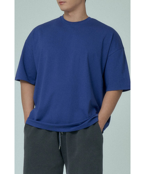 BATIP(バティップ)の「スーピマ無地セミオーバー半袖Tシャツブルー(Tシャツ/カットソー・メンズ・その他・MEDIUM/LARGE/X-LARGE/XX-LARGE)」の1枚目の写真