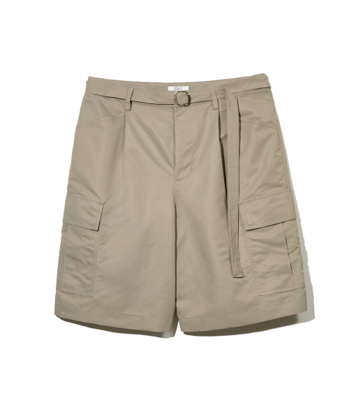 Nylon Belted Cargo Shorts (Beige)