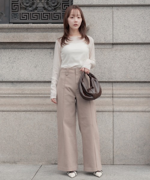 SENEE（セニー）の「2way layered tops（ツーウェイレイヤードトップス）（Tシャツ/カットソー・レディース・ブラック/アイボリー・FREE）」の13枚目の写真